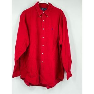 Ralph Lauren 100 % cotton corduroy long sleeve red button down shirt Size XL